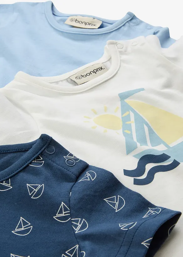 Baby T-Shirts aus reiner Bio-Baumwolle (3er Pack) in blau - bonprix