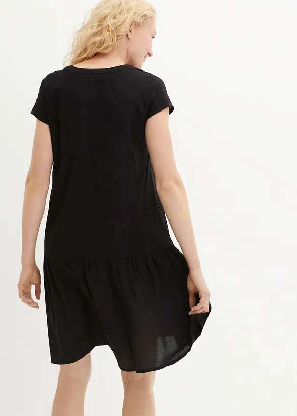 Tunika-Kleid aus feiner Viskose in schwarz von hinten (Totalaufnahme) - bonprix