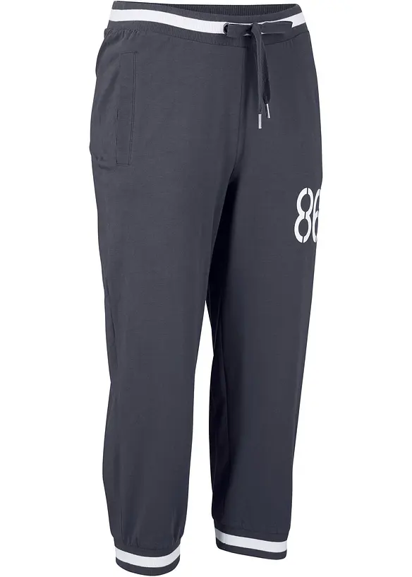 Jogginghose, 3/4-Länge aus Baumwollmix in blau von der Seite - bonprix