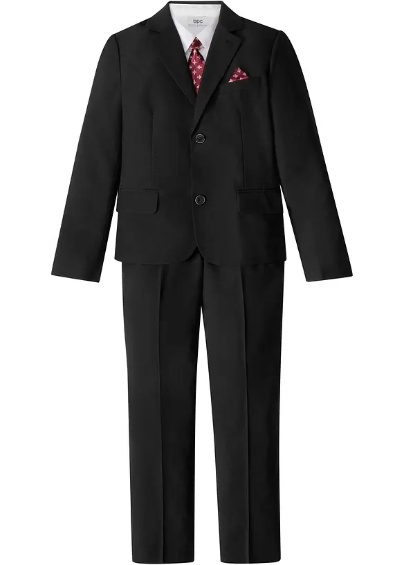 Anzug mit Hemd und Krawatte (4tlg. Set) in schwarz von vorne - bonprix