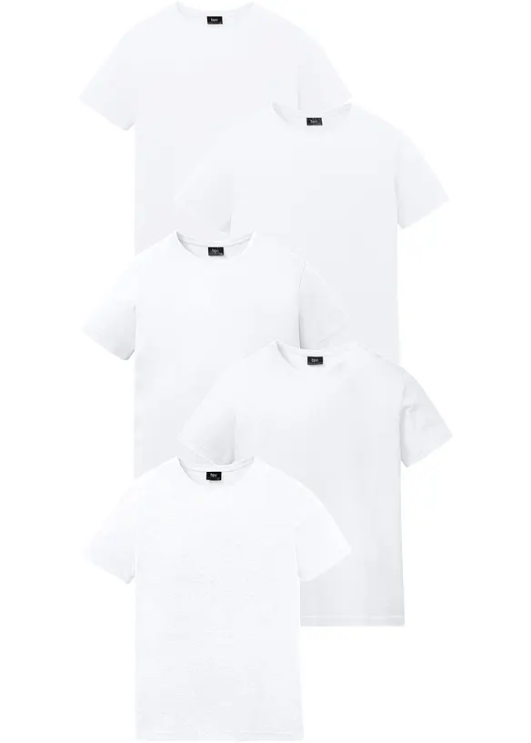 T-Shirt (5er Pack) in weiß von vorne - bonprix