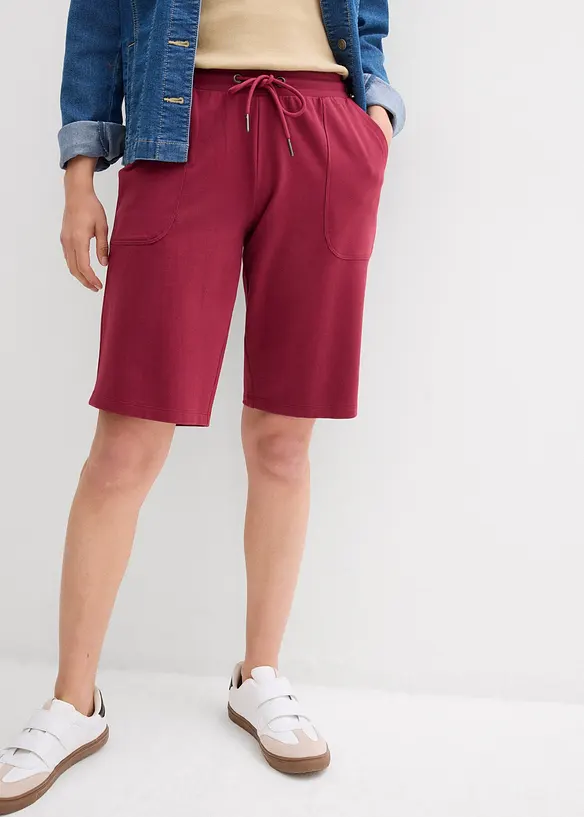 Sweat-Bermuda aus reiner Baumwolle in rot von vorne - bonprix
