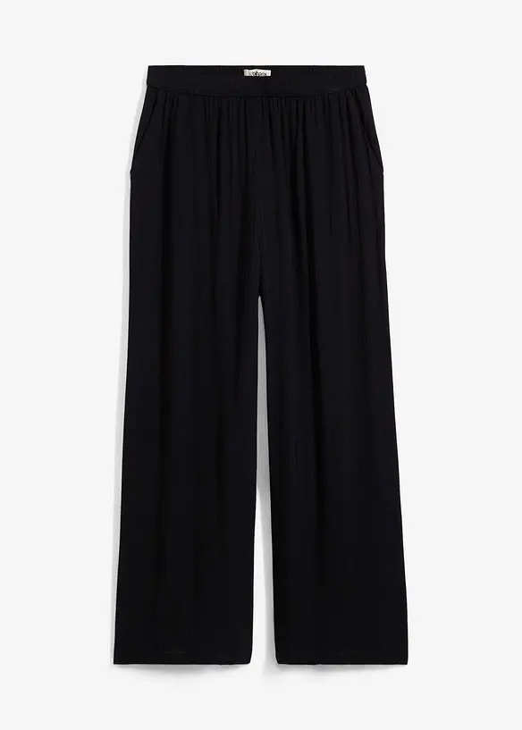 Palazzo-Hose aus softer Viskose in schwarz von vorne - bonprix