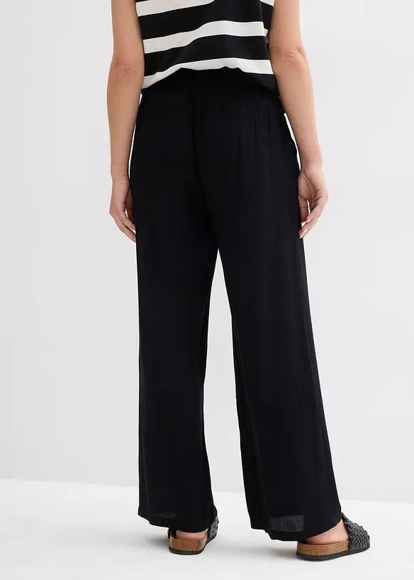 Palazzo-Hose aus softer Viskose in schwarz von hinten - bonprix