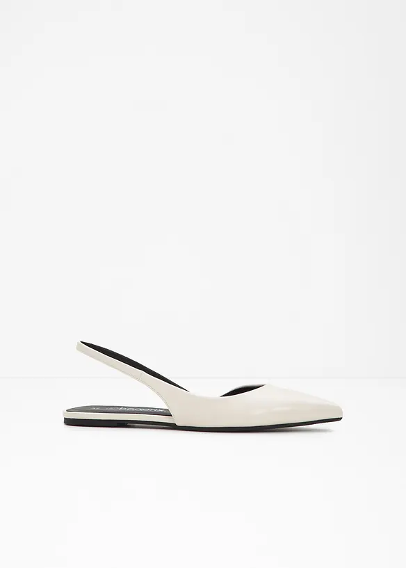 Spitze Sling-Ballerinas in weiß - bonprix