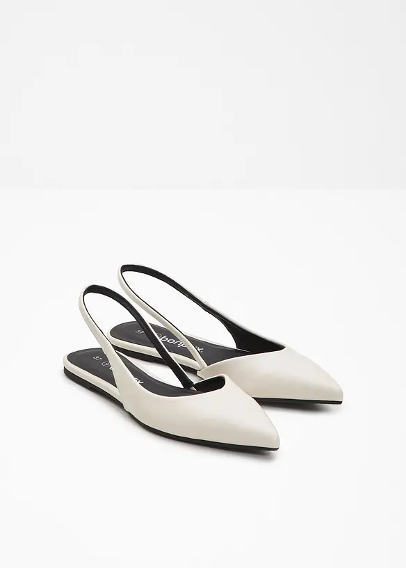 Spitze Sling-Ballerinas in weiß - bonprix