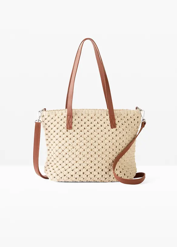 Makramee-Handtasche in weiß von vorne - bonprix