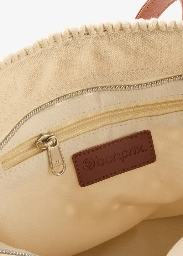 Makramee-Handtasche in weiß geöffnet - bonprix
