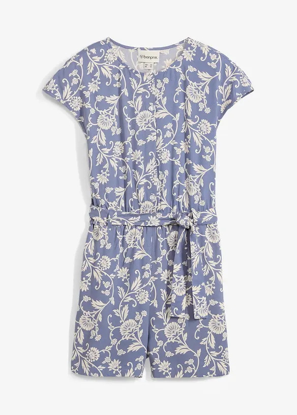 Kurzer Jumpsuit aus fließender Viskose in blau von vorne - bonprix