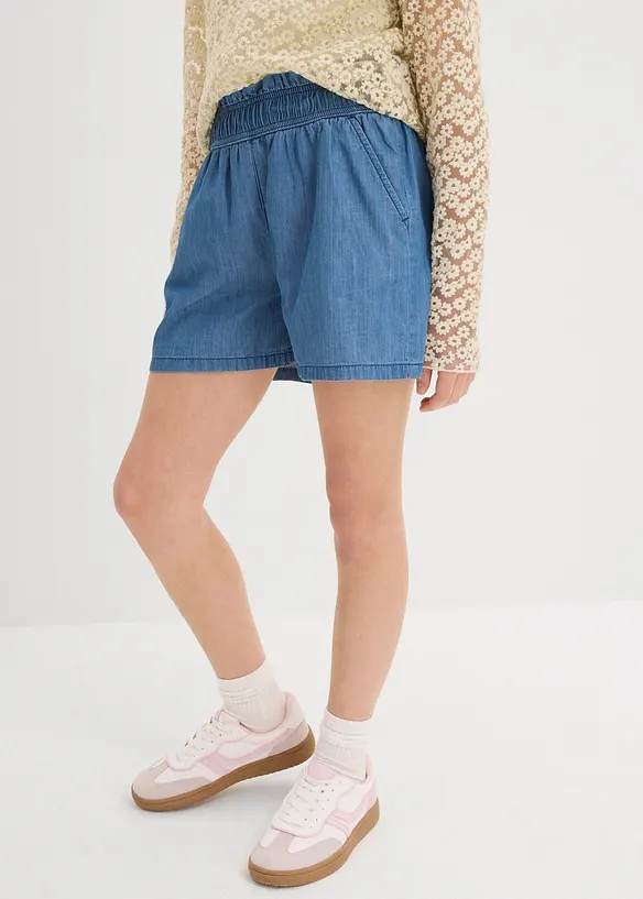 Schlupf-Shorts aus reiner Baumwolle in blau von vorne - bonprix