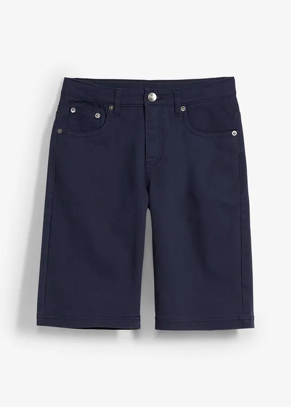 Stretch-Bermuda mit verstellbarem Bund, Regular Fit in blau von vorne - bonprix