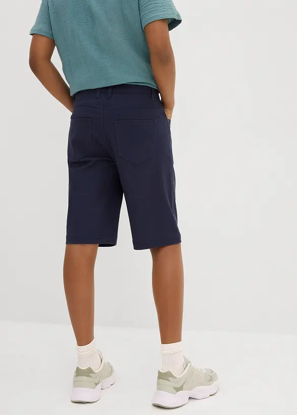 Stretch-Bermuda mit verstellbarem Bund, Regular Fit in blau von hinten - bonprix