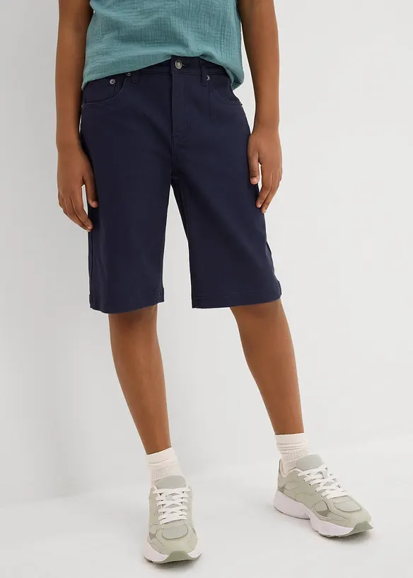 Stretch-Bermuda mit verstellbarem Bund, Regular Fit in blau von vorne - bonprix