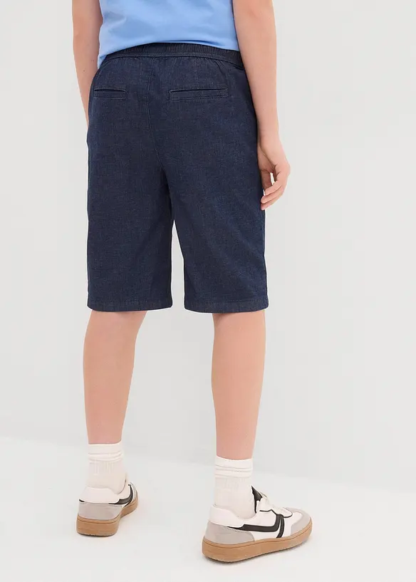 Schlupf-Jeans-Shorts mit Stretchanteil, Regular Fit in blau von hinten - bonprix