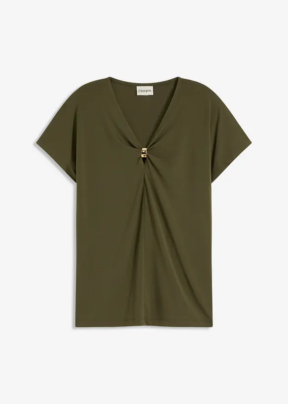 Shirt mit dekorativem Ring in grün von vorne - bonprix
