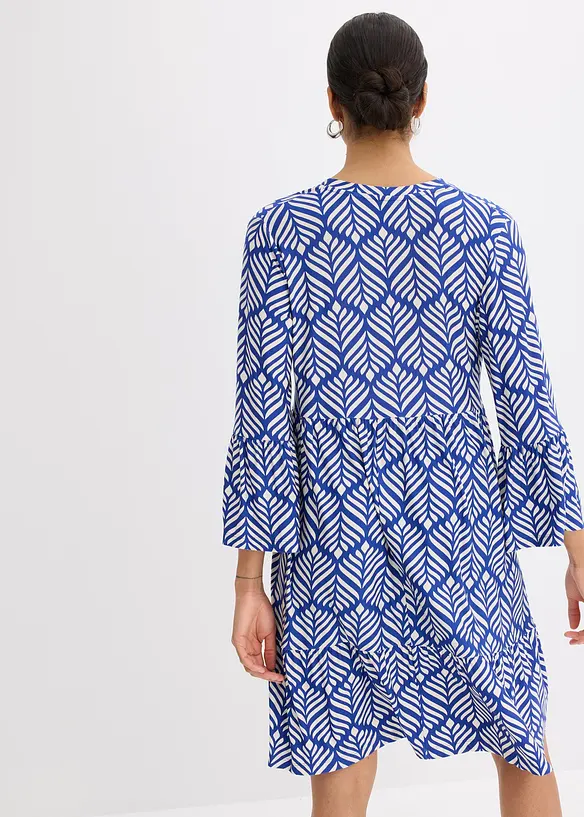 Jersey-Tunika-Kleid aus softem Viskose-Mix in blau von hinten (Totalaufnahme) - bonprix
