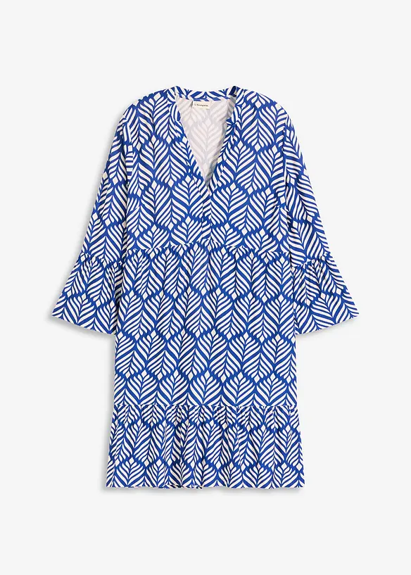 Jersey-Tunika-Kleid aus softem Viskose-Mix in blau von vorne - bonprix