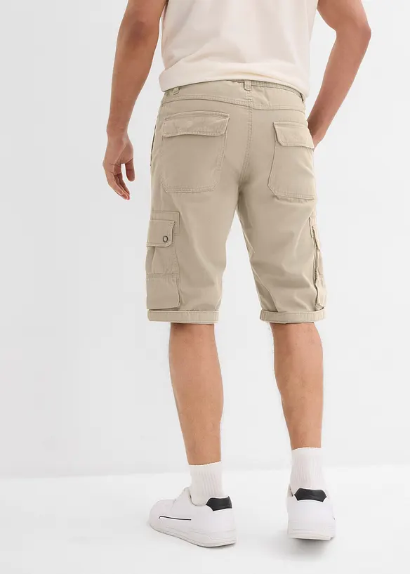 Cargo-Bermuda aus reiner Baumwolle in Regular Fit in grün von hinten - bonprix