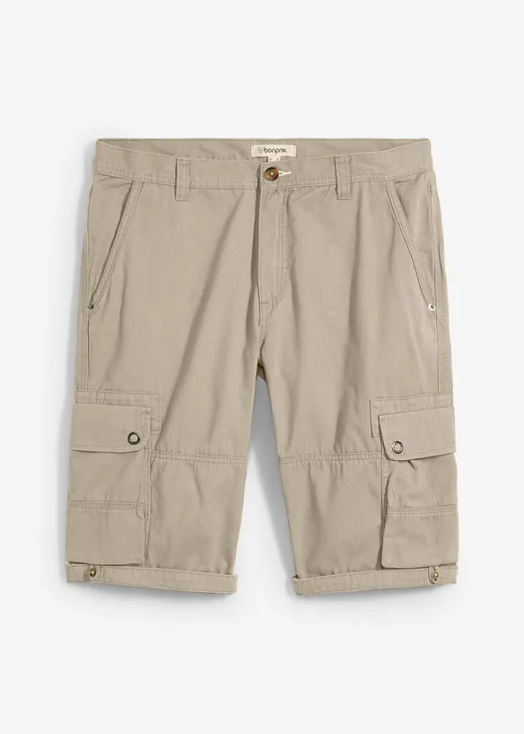 Cargo-Bermuda aus reiner Baumwolle in Regular Fit in grün von vorne - bonprix