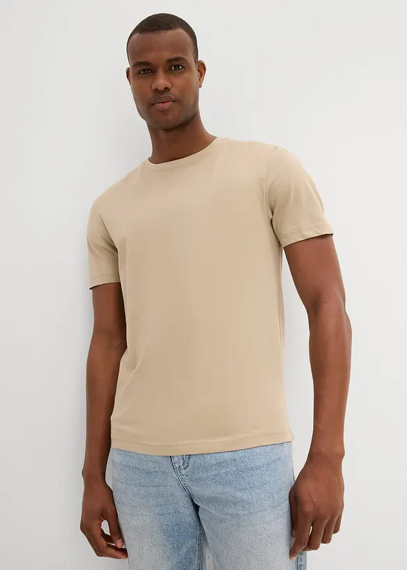 T-Shirt aus reiner Bio-Baumwolle in beige von hinten (im Anschnitt) - bonprix
