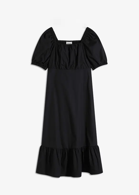 Midikleid aus reiner Bio-Baumwolle in schwarz von vorne - bonprix Midikleid aus reiner Bio-Baumwolle in schwarz von vorne - bonprix