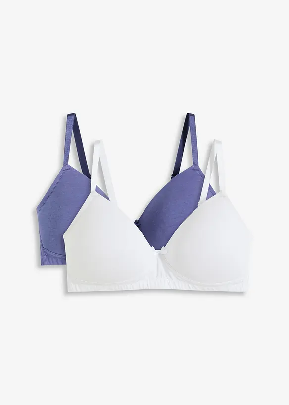 Schalen-BH ohne Bügel mit Bio-Baumwolle (2er Pack) in weiß von vorne - bonprix
