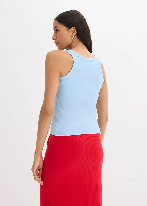 Geripptes Tanktop in blau von hinten (im Anschnitt) - bonprix Geripptes Tanktop in blau von hinten (im Anschnitt) - bonprix