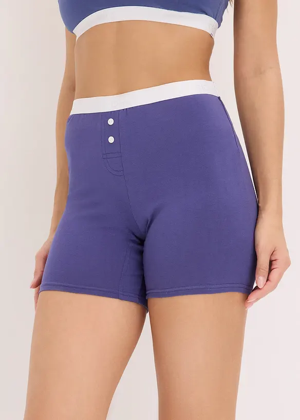 Mittellange Damen Boxer mit Bio-Baumwolle (4er Pack)  in blau von vorne - bonprix
