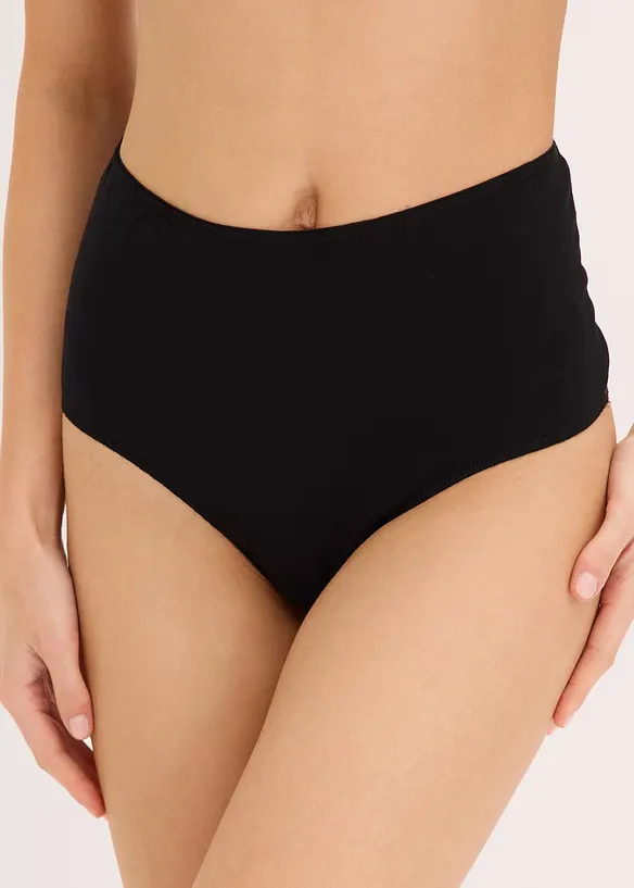 Highwaist String mit weicher Baumwolle (4er Pack) in schwarz von vorne - bonprix