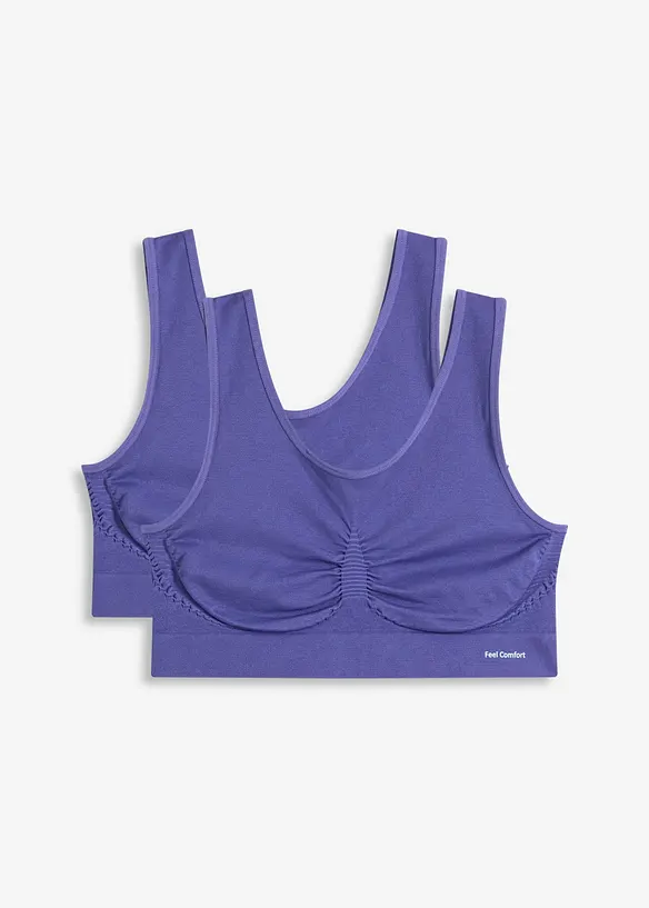 Feel Comfort Seamless Bustier (2er Pack) in blau von vorne - bonprix