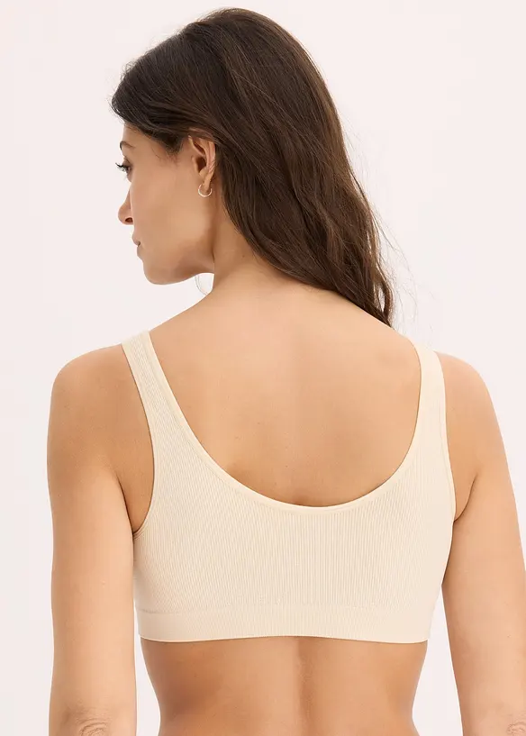 Feel Comfort Seamless Bustier gerippt in beige von hinten (im Anschnitt) - bonprix
