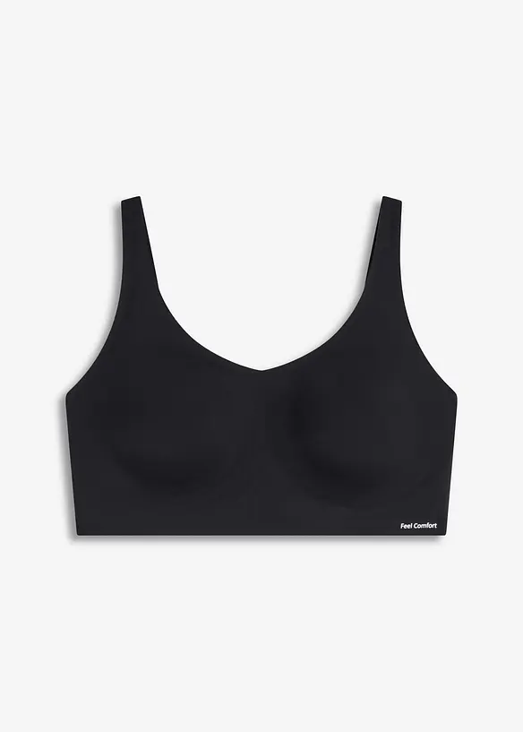 Wattierter Feel Comfort Lasercut T-Shirt BH in schwarz von vorne - bonprix