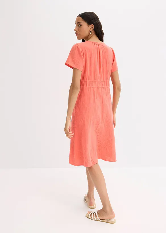 Musselin-Tunika-Kleid aus reiner Baumwolle in pink von hinten (Totalaufnahme) - bonprix Musselin-Tunika-Kleid aus reiner Baumwolle in pink von hinten (Totalaufnahme) - bonprix