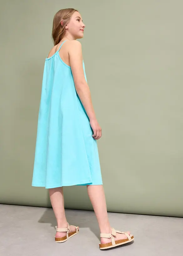 Jerseykleid aus reiner Bio-Baumwolle in blau von hinten (Totalaufnahme) - bonprix
