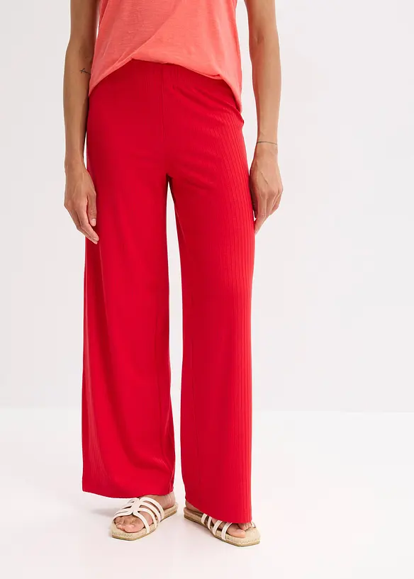 Palazzo-Hose mit Bequembund in rot von vorne - bonprix Palazzo-Hose mit Bequembund in rot von vorne - bonprix