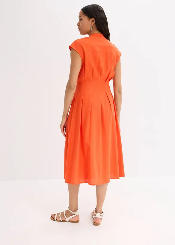 Midikleid aus leichtem Leinen-Mix in rot von hinten (Totalaufnahme) - bonprix Midikleid aus leichtem Leinen-Mix in rot von hinten (Totalaufnahme) - bonprix