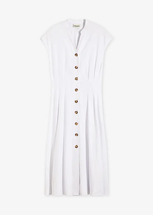 Midikleid aus leichtem Leinen-Mix in weiß von vorne - bonprix Midikleid aus leichtem Leinen-Mix in weiß von vorne - bonprix