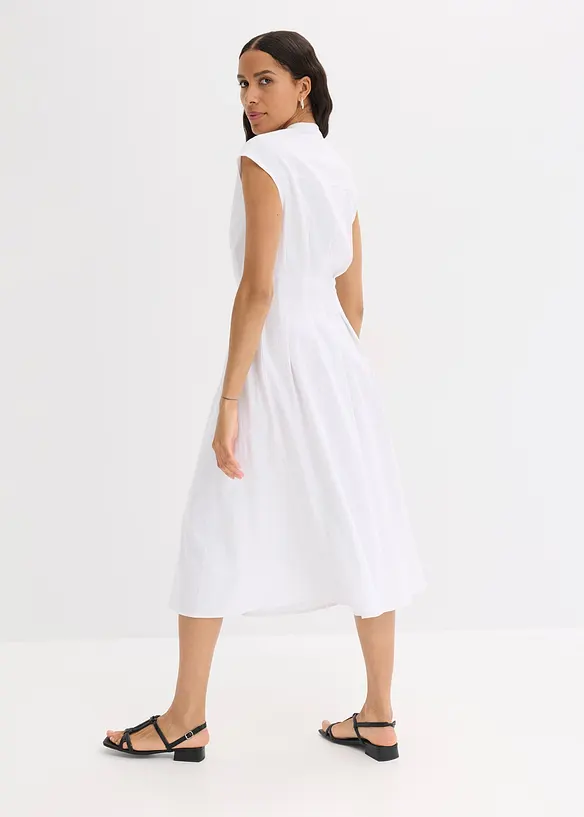 Midikleid aus leichtem Leinen-Mix in weiß von hinten (Totalaufnahme) - bonprix Midikleid aus leichtem Leinen-Mix in weiß von hinten (Totalaufnahme) - bonprix
