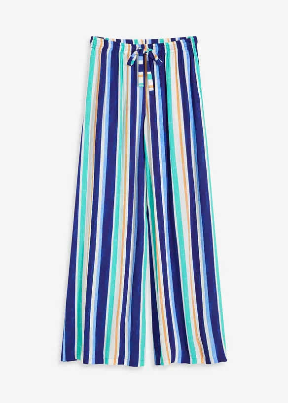 Weite Hose aus feiner Viskose in blau von vorne - bonprix Weite Hose aus feiner Viskose in blau von vorne - bonprix