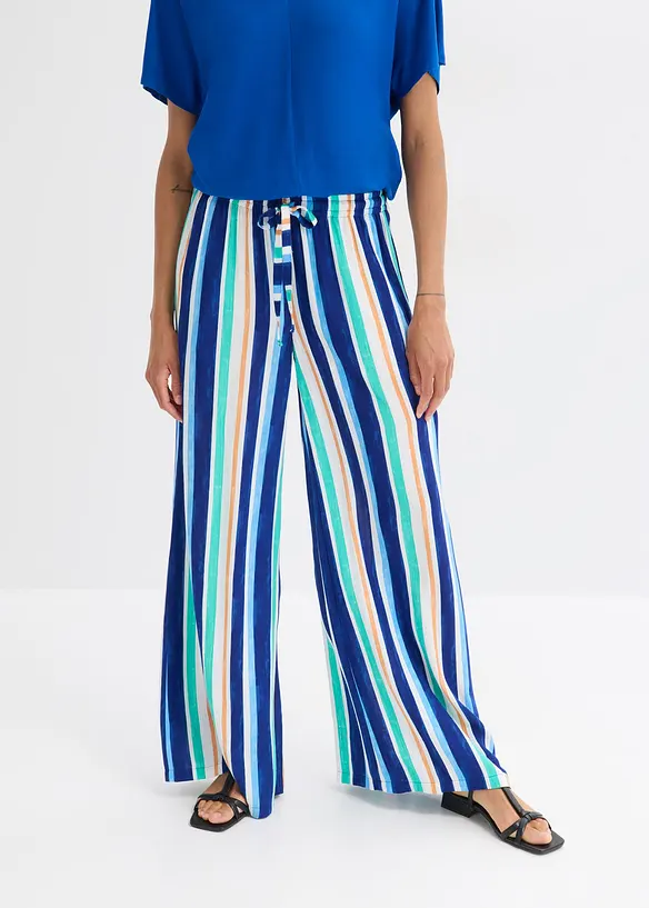 Weite Hose aus feiner Viskose in blau von vorne - bonprix Weite Hose aus feiner Viskose in blau von vorne - bonprix