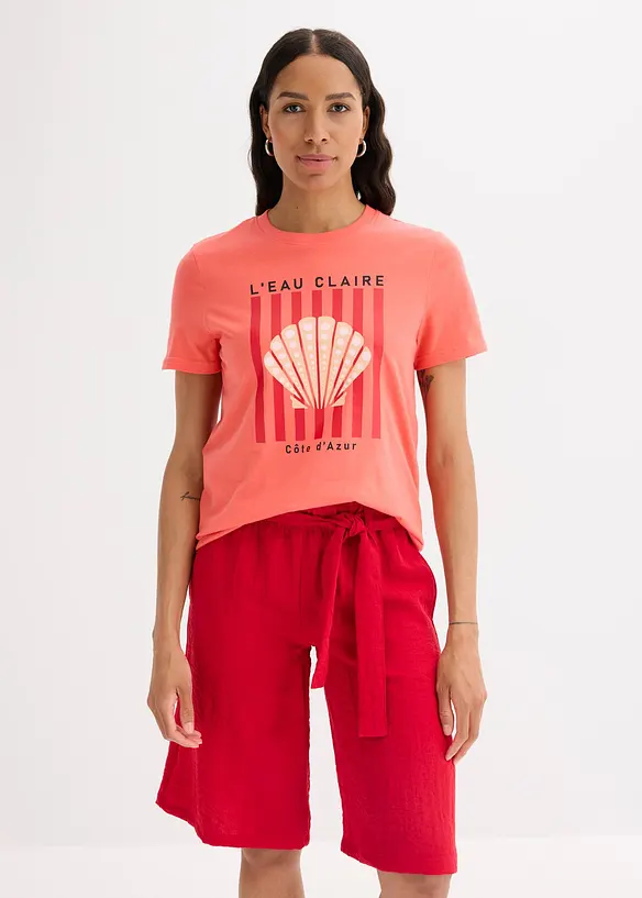 T-Shirt aus reiner Baumwolle in pink von vorne (im Anschnitt) - bonprix
