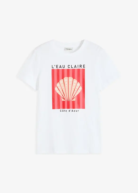 T-Shirt aus reiner Baumwolle in weiß von vorne - bonprix