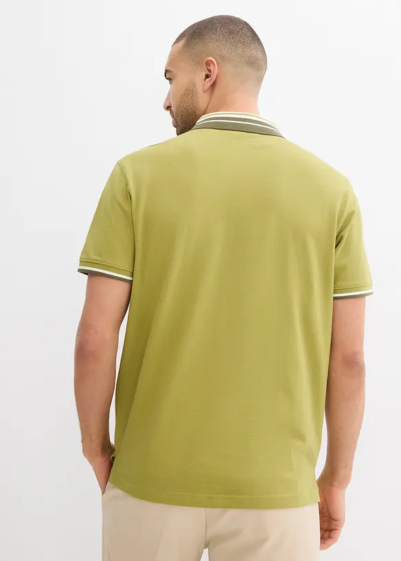 Piqué-Poloshirt aus reiner Bio-Baumwolle in grün von hinten (im Anschnitt) - bonprix