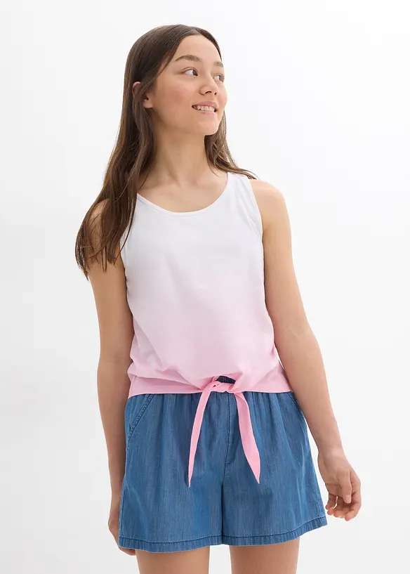 Top (2er Pack) aus reiner Bio-Baumwolle in rosa von vorne (im Anschnitt) - bonprix