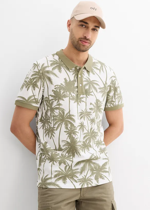 Piqué-Poloshirt aus reiner Bio-Baumwolle in grün von vorne (im Anschnitt) - bonprix