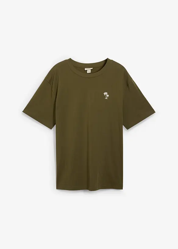 T-Shirt mit Rückenprint, Loose Fit in grün von vorne - bonprix