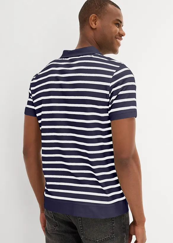 Poloshirt mit Bio-Baumwolle in blau von hinten (im Anschnitt) - bonprix