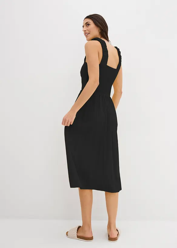 Shirtkleid aus Baumwoll-Viskose-Mix in schwarz von hinten (Totalaufnahme) - bonprix