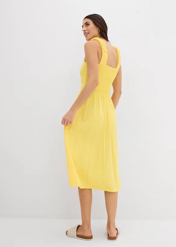 Shirtkleid aus Baumwoll-Viskose-Mix in gelb von hinten (Totalaufnahme) - bonprix