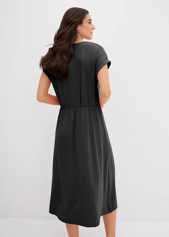 Jerseykleid aus fließendem Viskose-Mix in schwarz von hinten (Totalaufnahme) - bonprix Jerseykleid aus fließendem Viskose-Mix in schwarz von hinten (Totalaufnahme) - bonprix